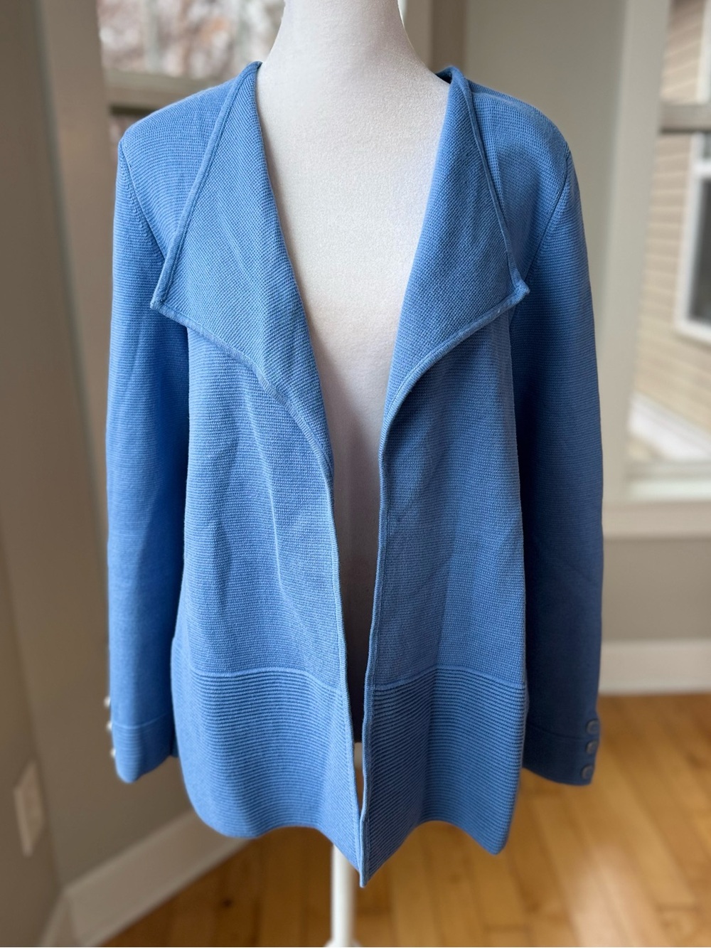 Talbots Petite Sky Blue Cotton Knit Open Cardigan Sz Small Petite